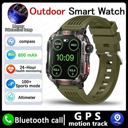 Military Outdoor GPS Sports Smart Watch Men 2.01inch IP68 Waterproof 600 mAh Battery Sport Mode Heart Rate BT Calling SmartWatch