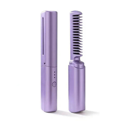 2026 NEW 1PCS Portable Wireless Hair Straightener Comb Mini Electric Hot Comb for Women Travel Straighten Curl 2 in 1 USB Charge